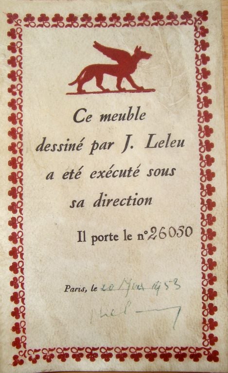 SATURDAY SALE. Rare Jules LELEU  Exceptional Signed Cabinet