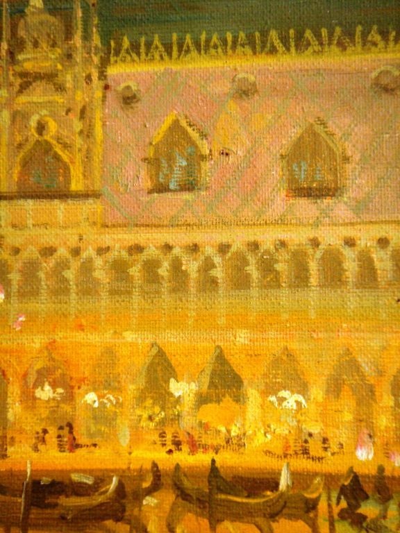 Legno Pittura a olio su tela con cornice firmata M. Coloman dal titolo Venezia Italia 1940 in vendita