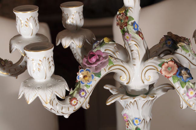 German Pair of Von Schierholz Porcelain Candelabras