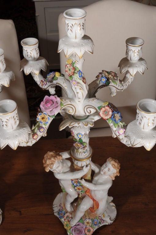 Pair of Von Schierholz Porcelain Candelabras 1