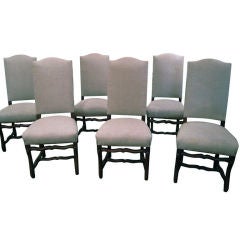 Set of 6 Taupe Linen Mutton Chairs
