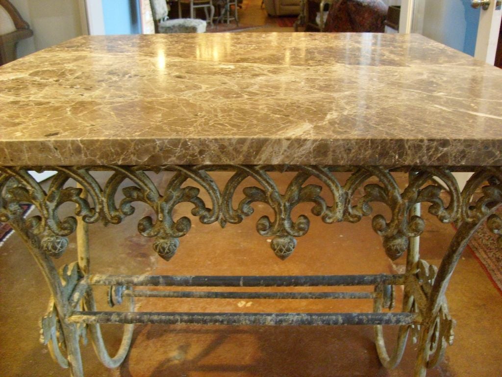 Iron French Pastry Table with Marble Top