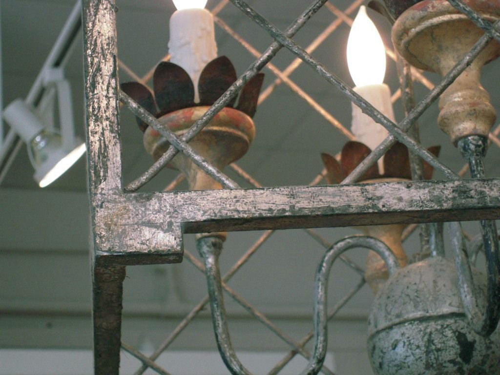 Silver and Gold Metal Birdcage Chandelier In Excellent Condition In Austin, TX