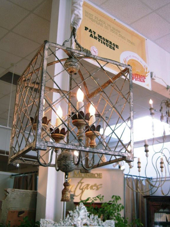 Silver and Gold Metal Birdcage Chandelier 1