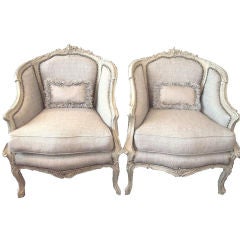 Mid Century Pair of French Bergéres