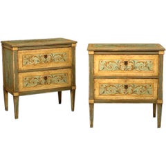 Pair of Italian Neoclassical-Style Large Polychromed Commodes
