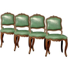 Suite of Four Provincial Louis XV-Style Oak Sidechairs