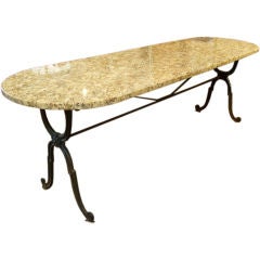 French Granite Bistro Table with Antique Iron legs
