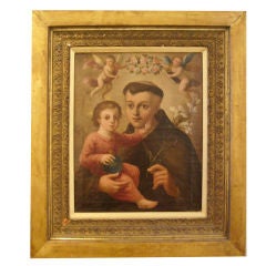 Antique Saint Anthony Retablo with Orginial Frame