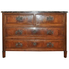 French Louis XVI Marble Top Walnut Commode