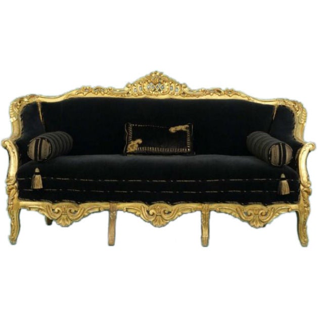 Italian Sofa w/ Carved & Gilded  Frame