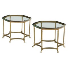 Pair of Art Moderne Brass and Glass Occasional Tables