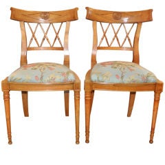 Pair of Directoire-Style Fruitwood Sidechairs