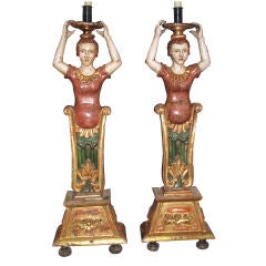 Very Large Pair of Peruvian Candlesticks.