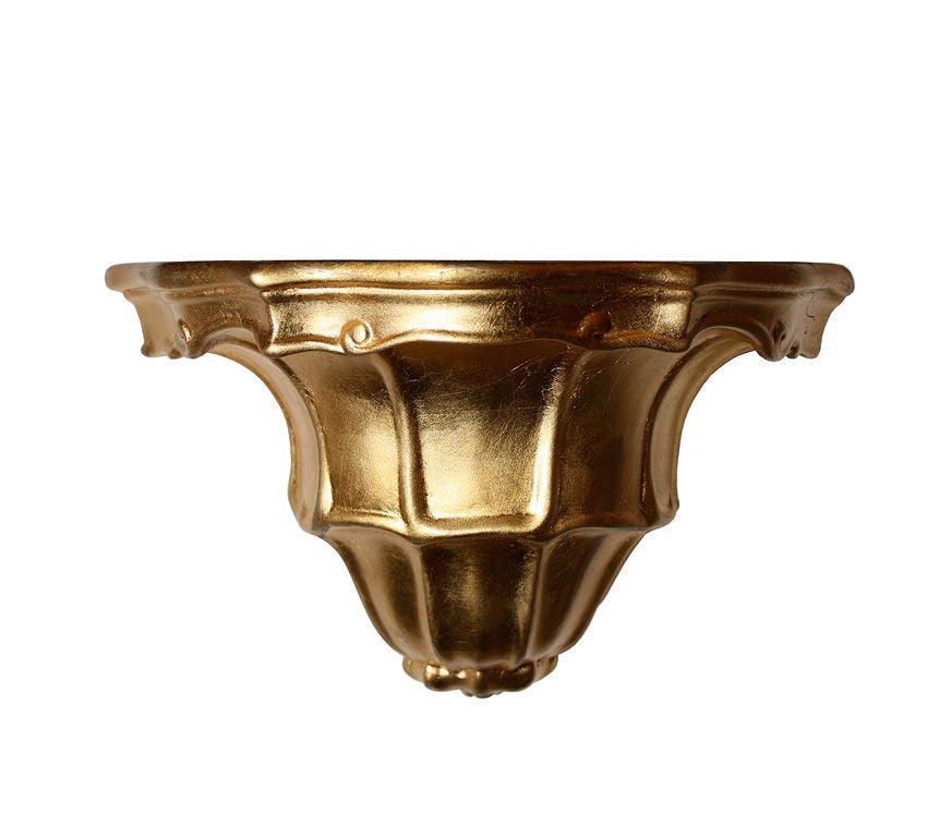 PAIR  12" PLASTER  DECORATIVE  GILDED  WALL SHELVES