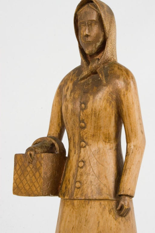 Folk Art Carved Female Figure For Sale