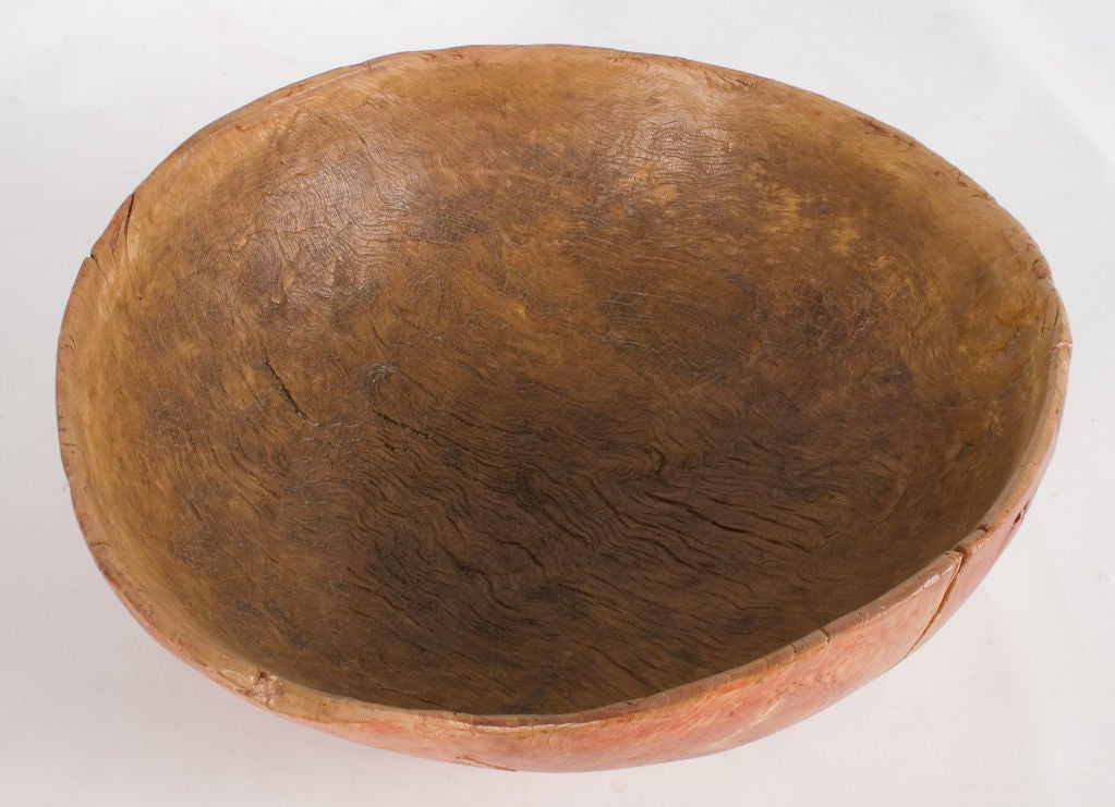 19th Century Red Wooden Bowl