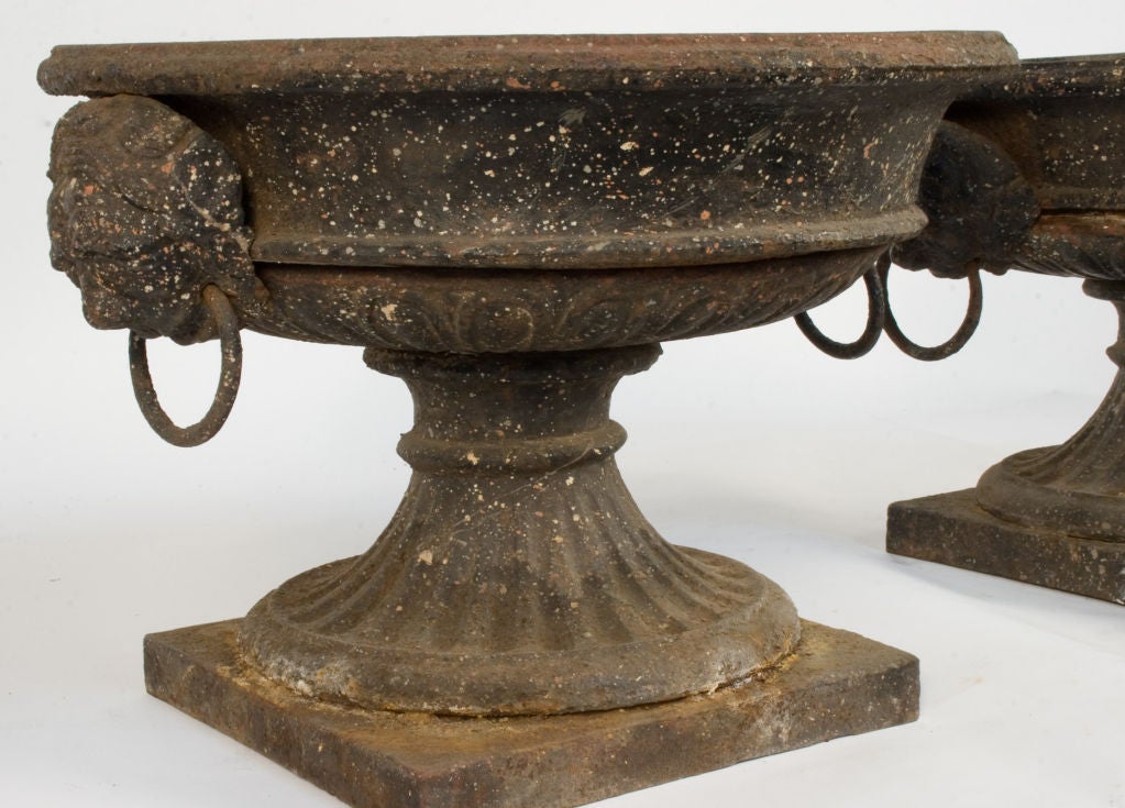 Swedish Pair of Iron Urns For Sale