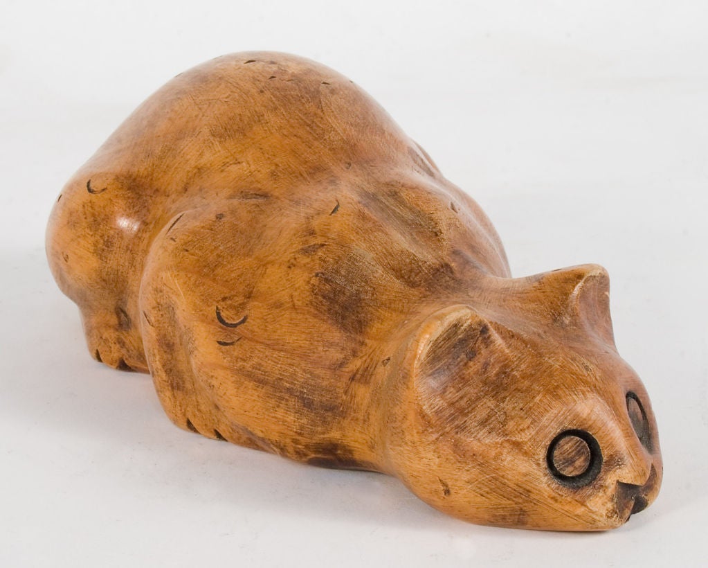 Carved wooden cat from Sweden.
