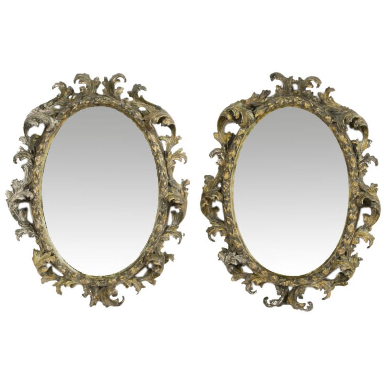 Pair of Oval Rococo Mirrors