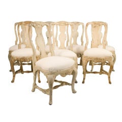 Antique Set of Eight Baroque Chairs made for King Frederick I of Sweden