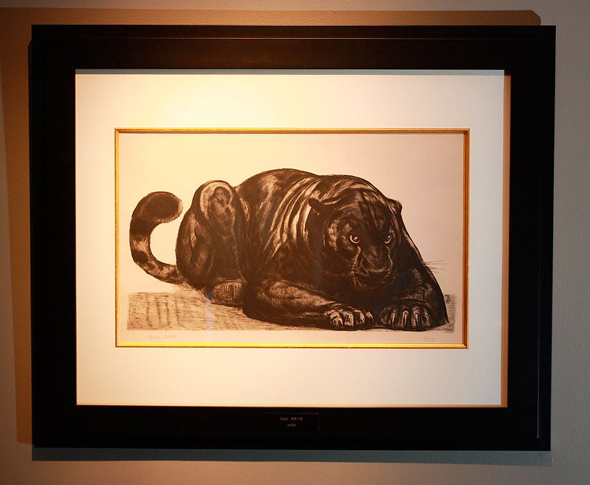 Paul JOUVE (1878-1973)<br />
Black Panther<br />
Extremely rare and original etching by Paul Jouve on velin, engraved plates by Louis Maccard and published by Apollo in 1930.<br />
<br />
This etching is one of the 10 etchings by Paul Jouve for