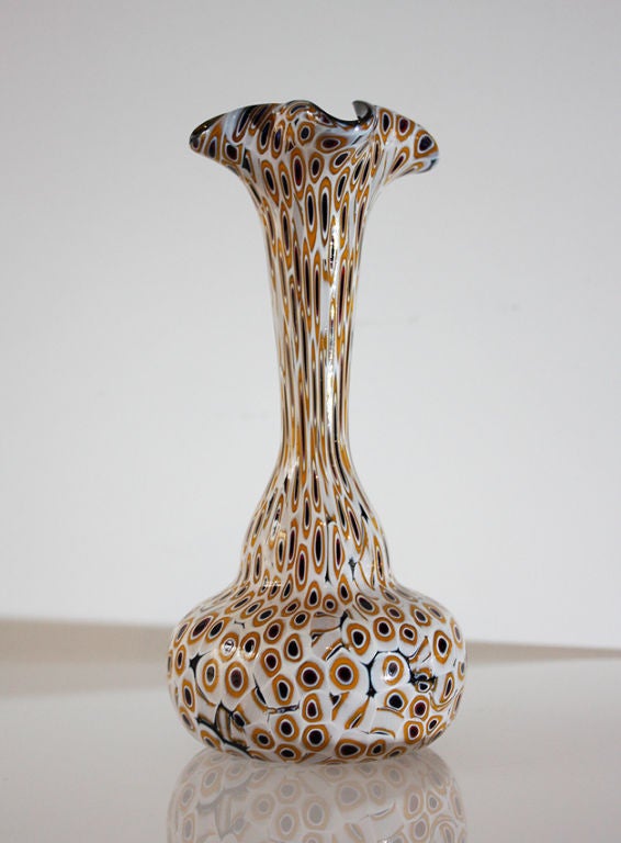MURANO, Attributed to Luigi CAMOZZO, Italy
Enameled glass vase with a motif of 