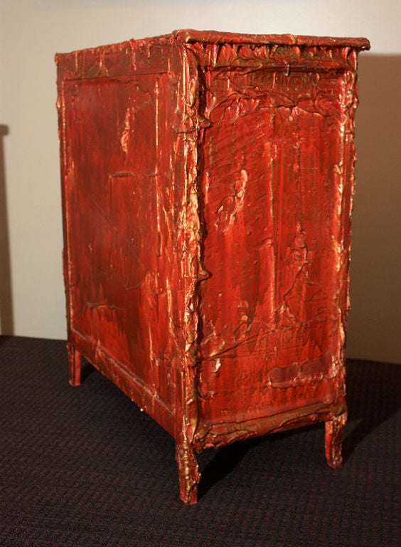 Swiss Francois Archiguille Custom Painted Red Commode Chest