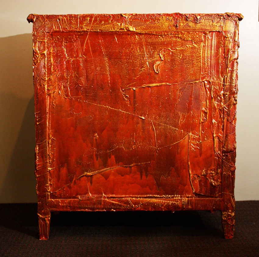 Francois Archiguille Custom Painted Red Commode Chest In Good Condition In Encino, CA