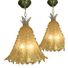 Very rare pair of Venetian Barovier Medusa chandeliers
