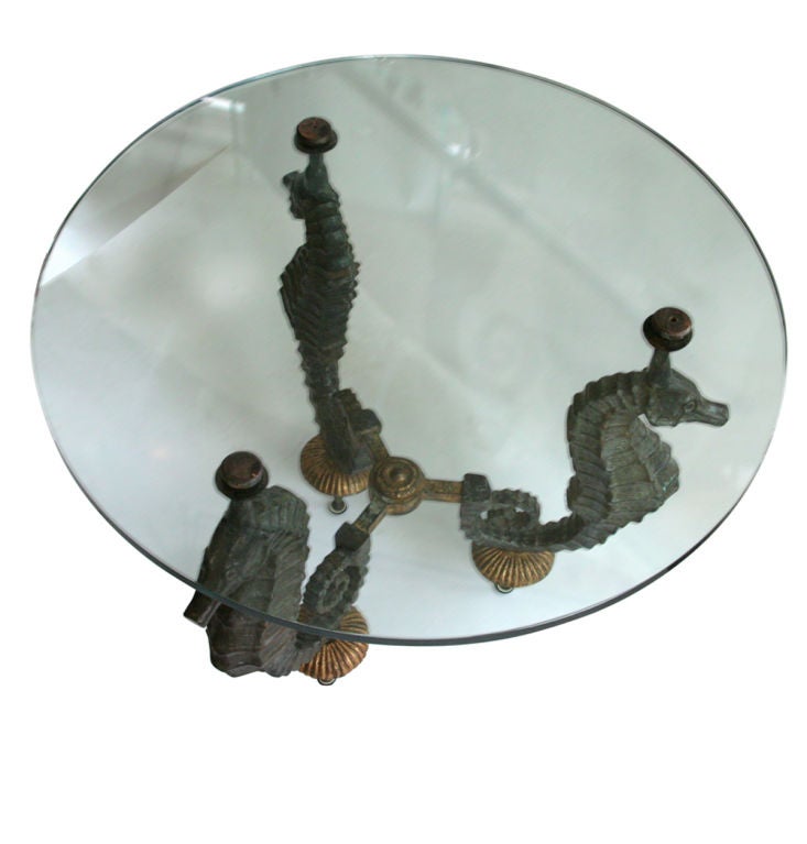 Bronze sea horse table