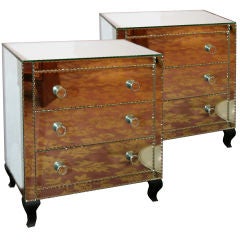 Pair of French mirrored night stands