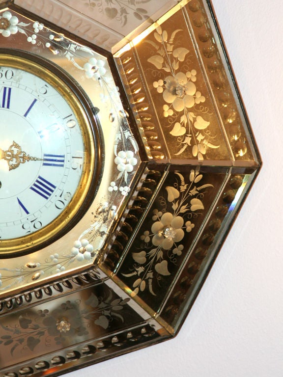 French mirrored wall clock In Excellent Condition In New York, NY