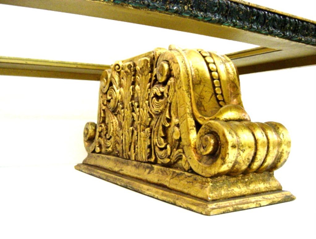 American Large Gold Leaf Coffee Table Attributed to James Mont