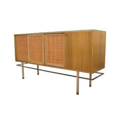 Harvey Probber Woven Front Buffet With Brass Accents