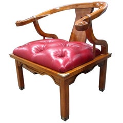 Asian Chair in Ox Blood Red Leather