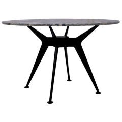 1970's Metal & Marble Table with Architectural Flair