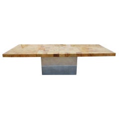 Dining Table W/ Stainlees Steel Pedestal Base by Milo Baughman