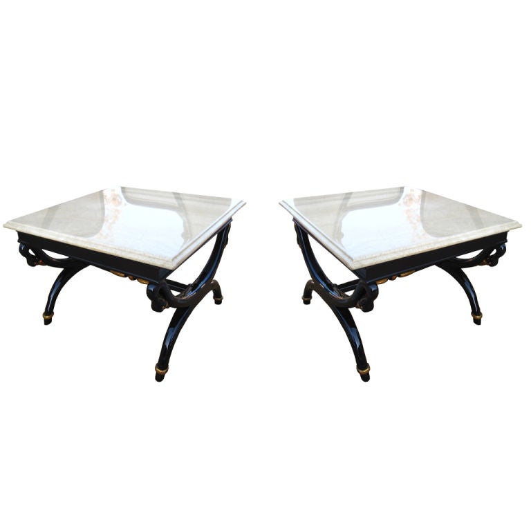 Set of Two Empire Swan Side Tables by Angelo Cappellini