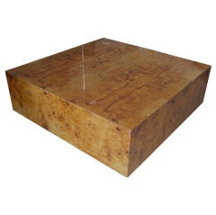 1960's Burl Wood Square Coffee Table By Milo Baughman