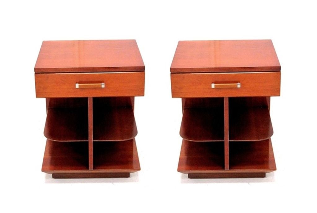 Beautiful pair of nightstands by Johnson Furniture.<br />
<br />
These night stands are very unique, they have one drawer and four shelves to use as book selves for those long nights when you need a good book and don't feel like going to the