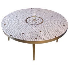 Vintage 1950's Brass and Tile Coffee Table by Senguso