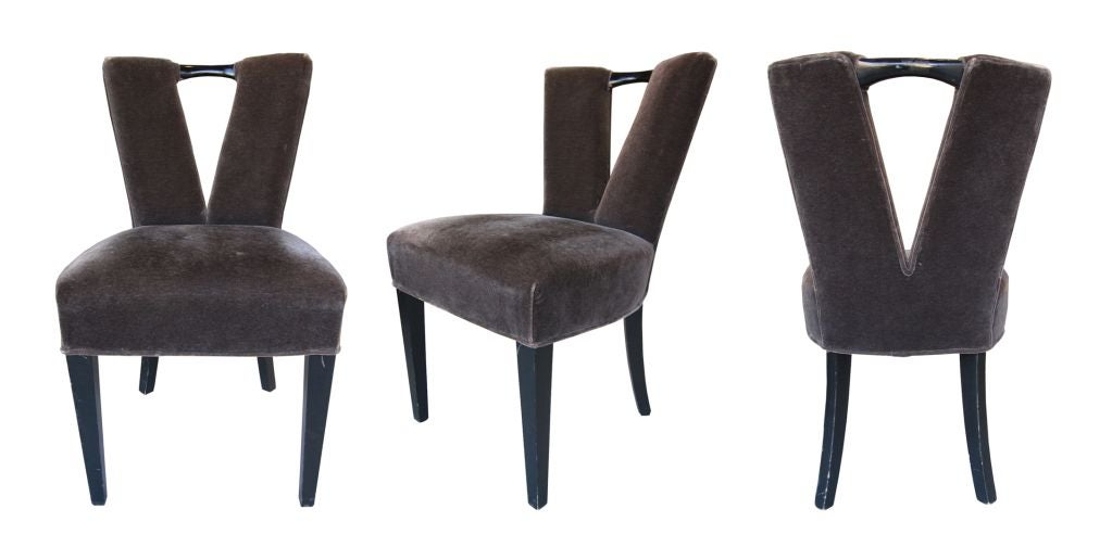 Ebonized Pair of Paul Laszlo Corset Chairs