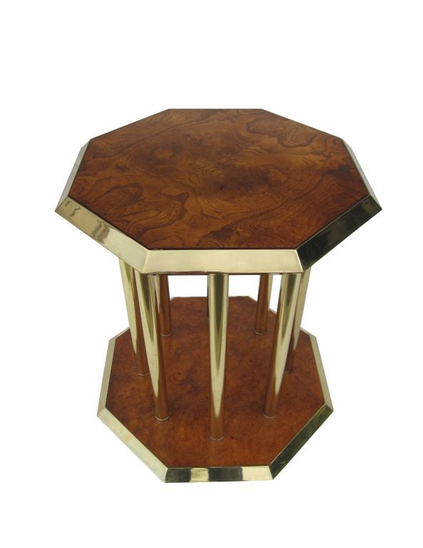 Mastercraft Dining Table in Burlwood and Brass with Glass Top 1