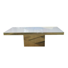 PAUL EVANS Cityscape Extension Dining Table in Brass & Plexiglas