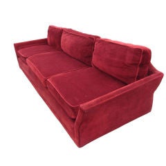 Burgundy Mohair & Walnut 8 ft Sofa by Dunbar