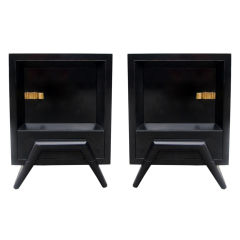 2 1950's Nightstands in Ebonized Mahogany Attb to James Mont