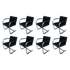 Set of 8 Used Flat Bar Brno Chairs by Mies Van Der Rohe