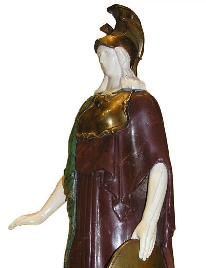 Marble, Bronze & Ivory Figurine of Goddess Athena