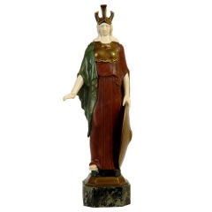 Antique Marble, Bronze & Ivory Figurine of Goddess Athena